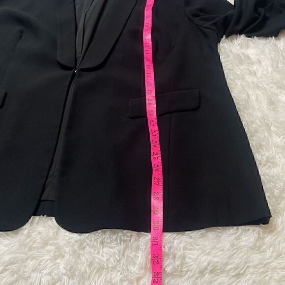 Vince Camuto Ruched Sleeve Blazer Size 22 W Black Hook Closure Collared Vneck - Picture 5 of 10